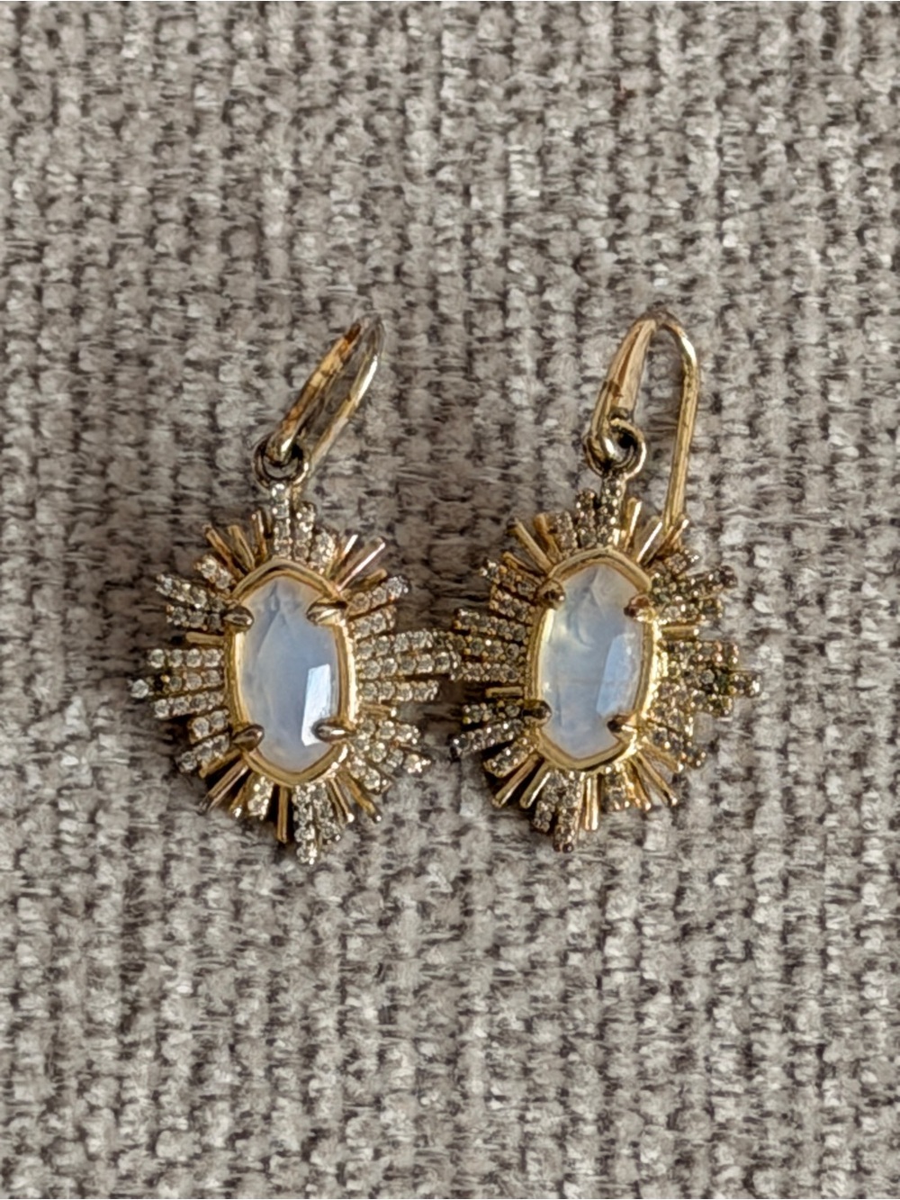 Kendra Scott Gold and Opalescent Moonstone Sunburst Earrings